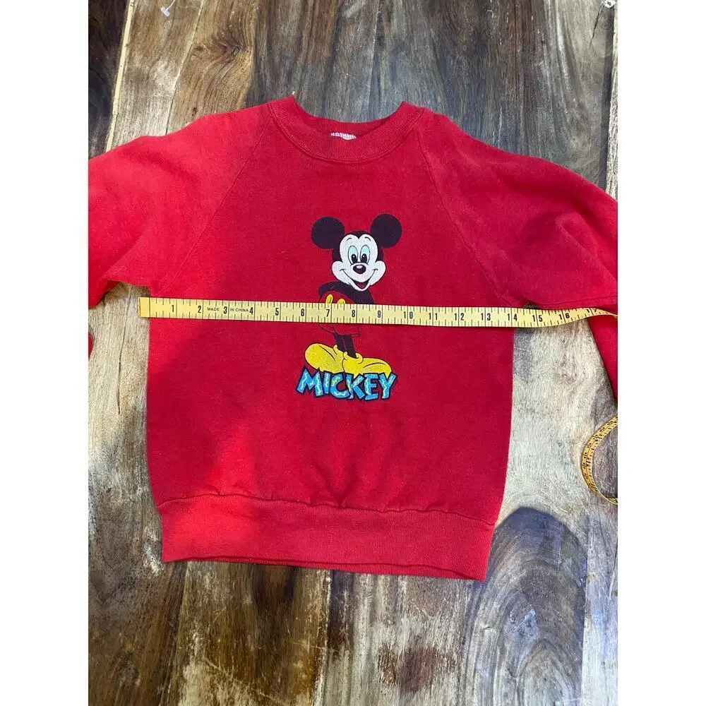 Jerzees Red Kid's Mickey Mouse Disney Crewneck Pullover Sweatshirt Size Medium